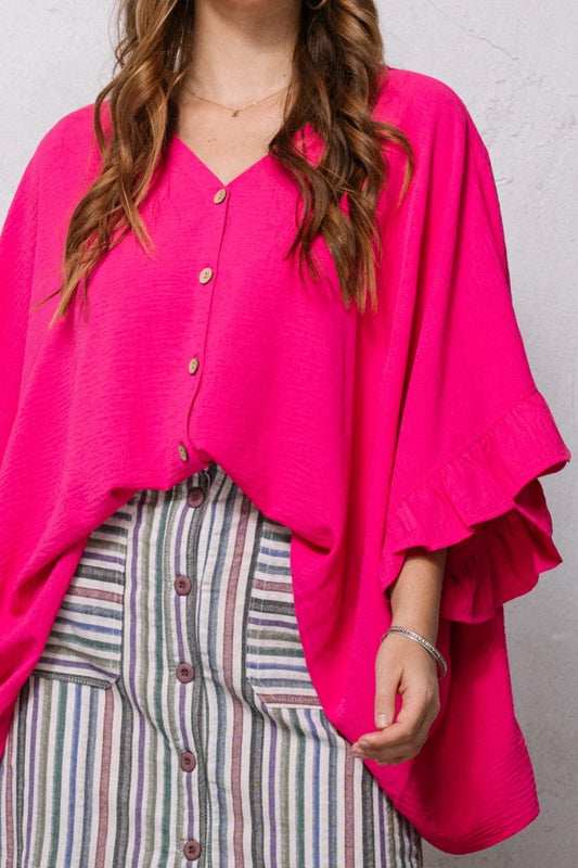 Pink Front Button Down Top