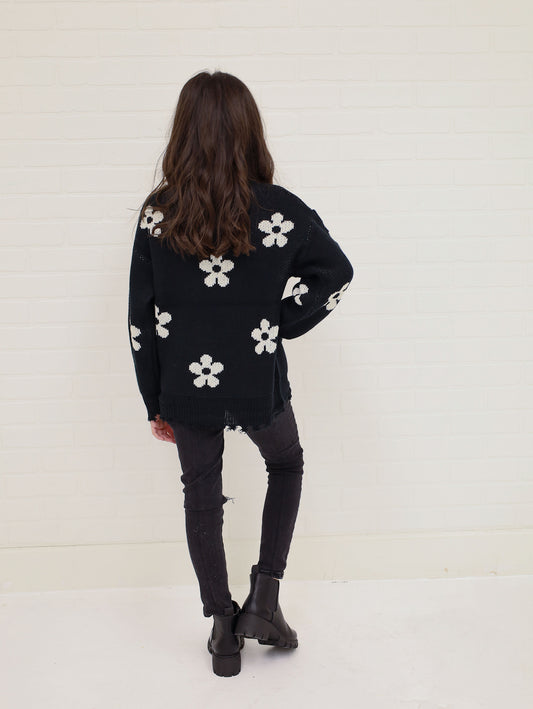 Flower power pullover sweater