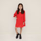 Red dotted tired dress
