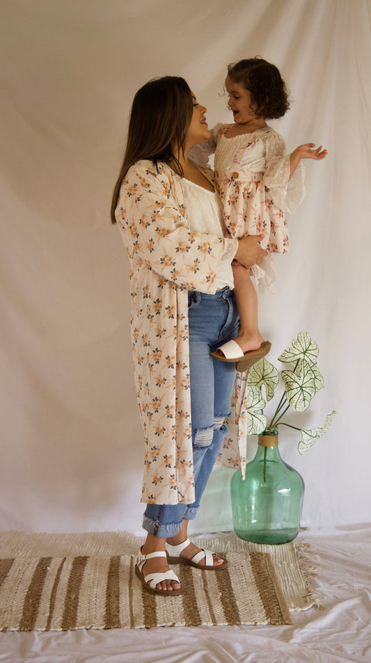 Mommy Peach Floral Cardigan or Mini Suspender Skirt